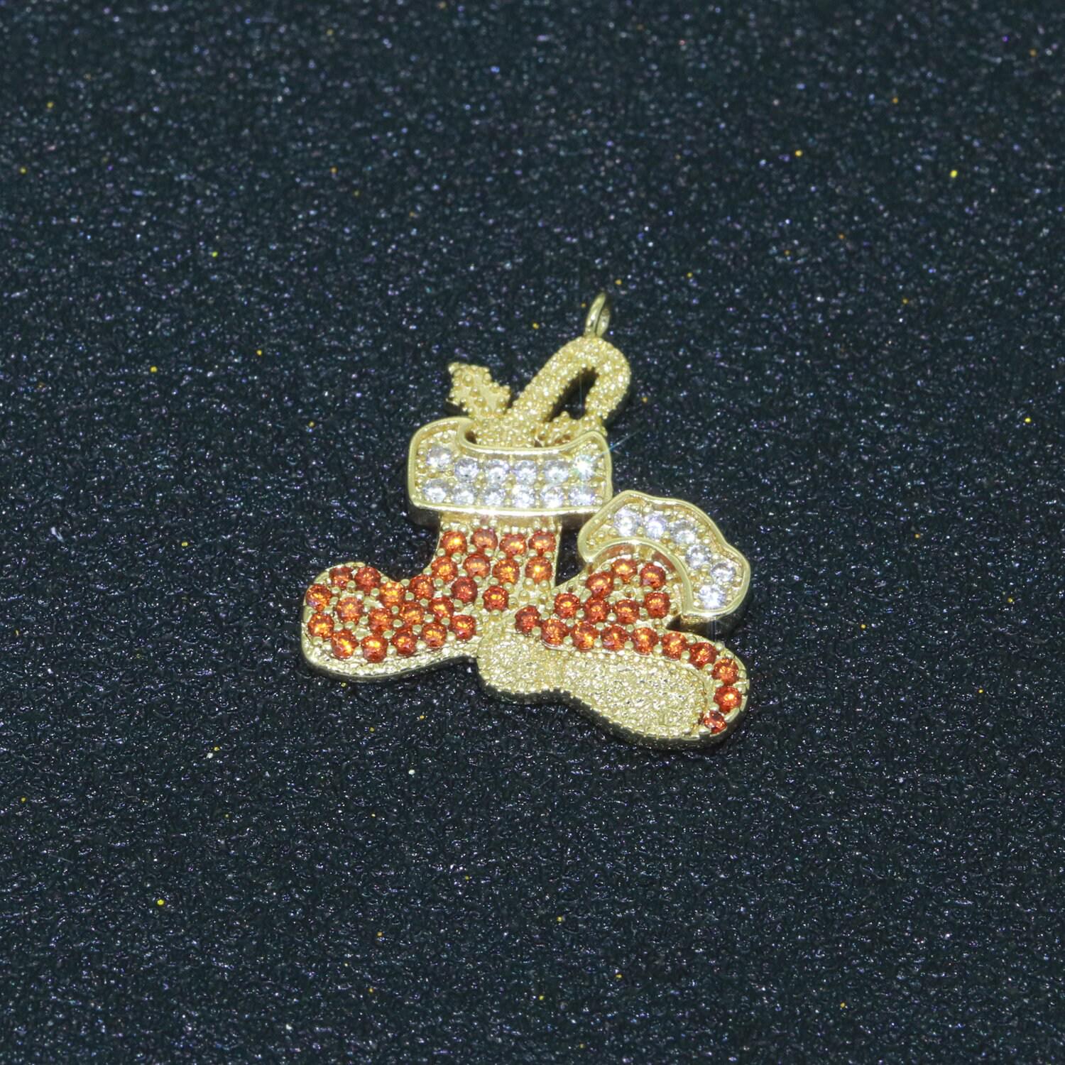 Dainty christmas charms micro pave holiday collection santa, stocking, snow man, reindeer, tree pendant jewelry necklace bracelet earring