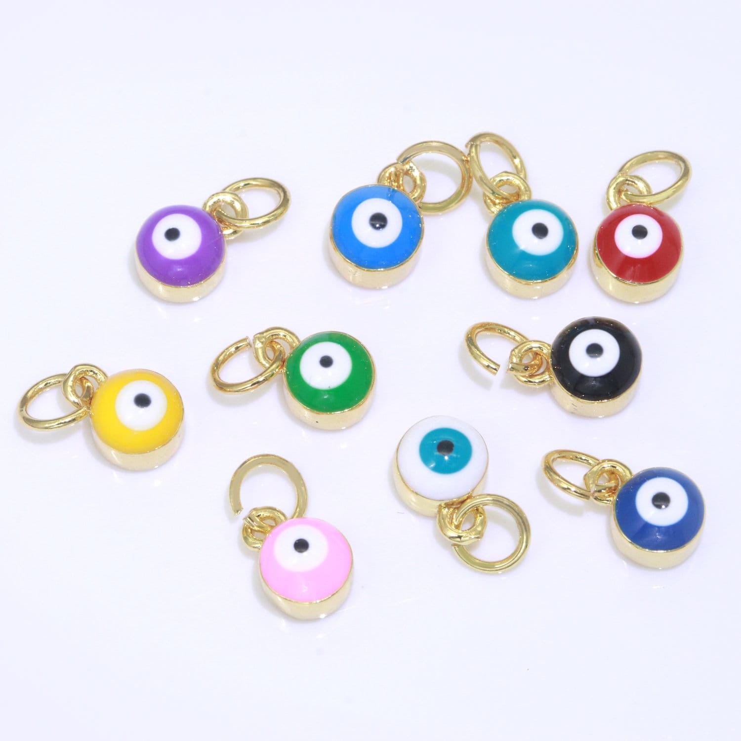 1x tiny evil eye charm small dainty evil eye pendant charm eye of ra minimalist jewelry add on charm bracelet earring necklace component