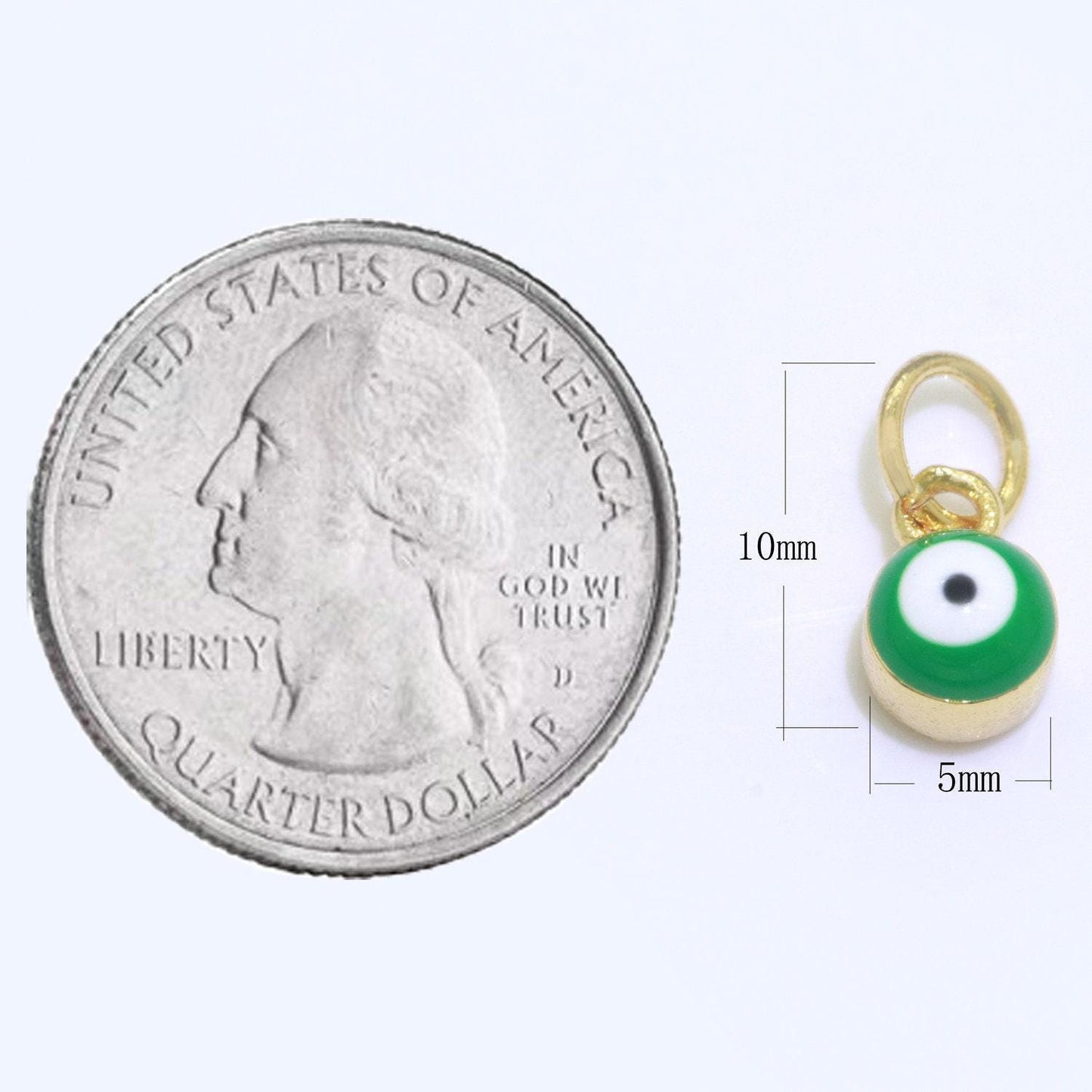 Dainty gold mini enamel evil eyes charm, tiny round evil eye charm, pendants for necklace bracelet earring add on charm,m-579
