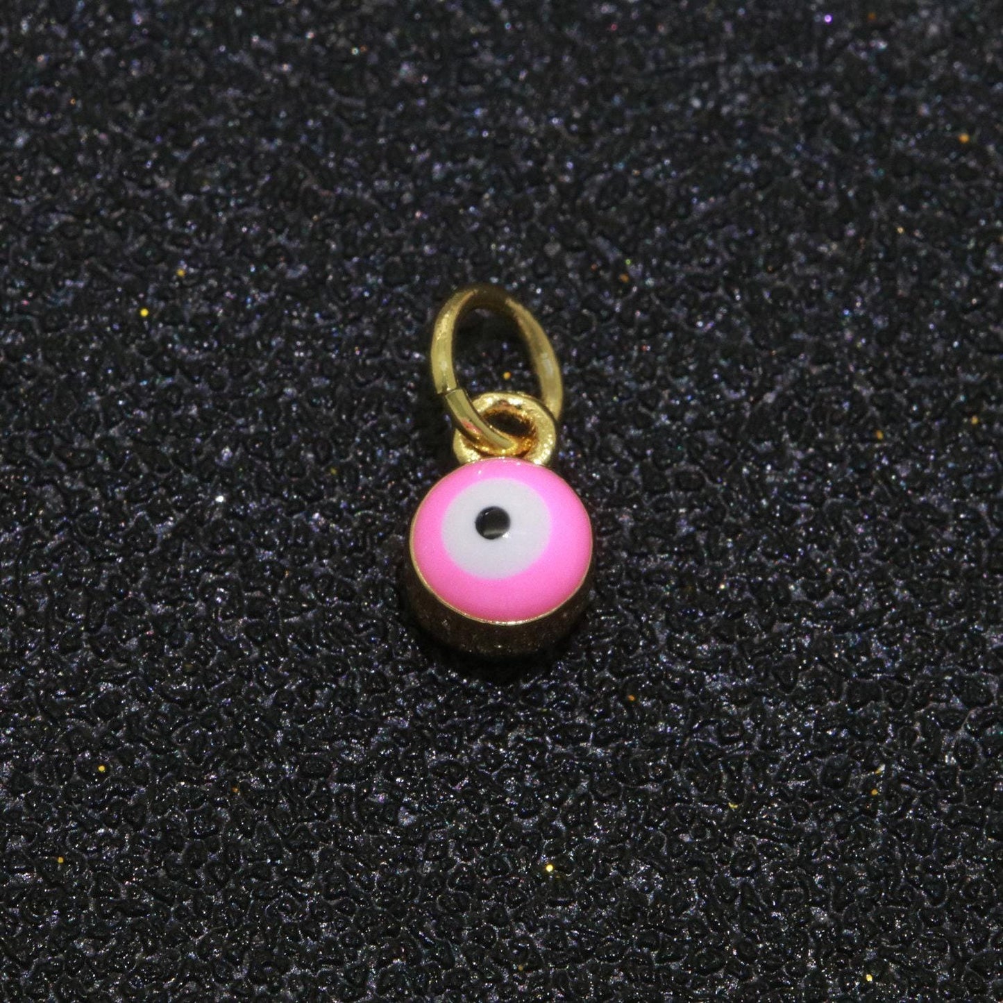 Dainty gold mini enamel evil eyes charm, tiny round evil eye charm, pendants for necklace bracelet earring add on charm,m-579