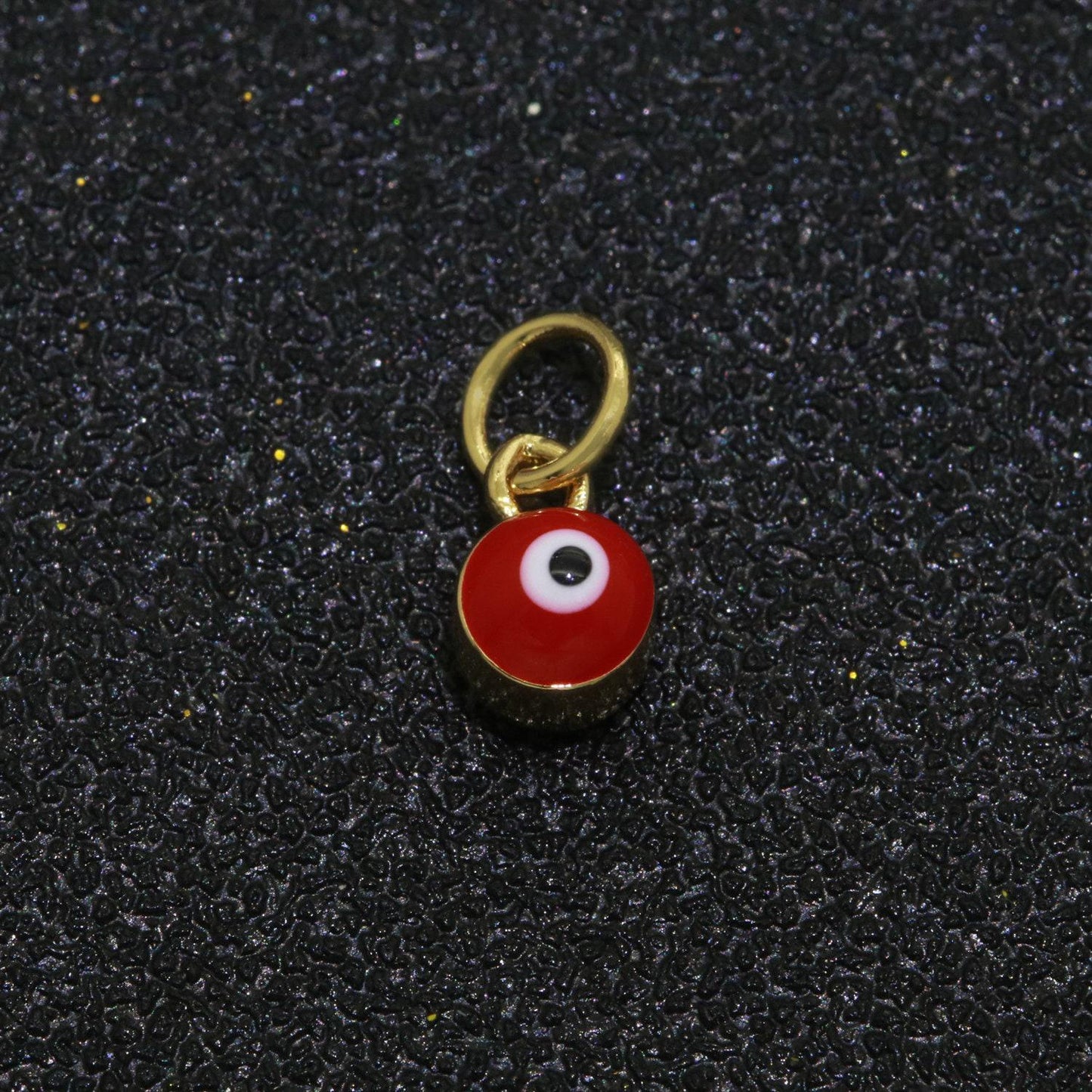 Dainty gold mini enamel evil eyes charm, tiny round evil eye charm, pendants for necklace bracelet earring add on charm,m-579