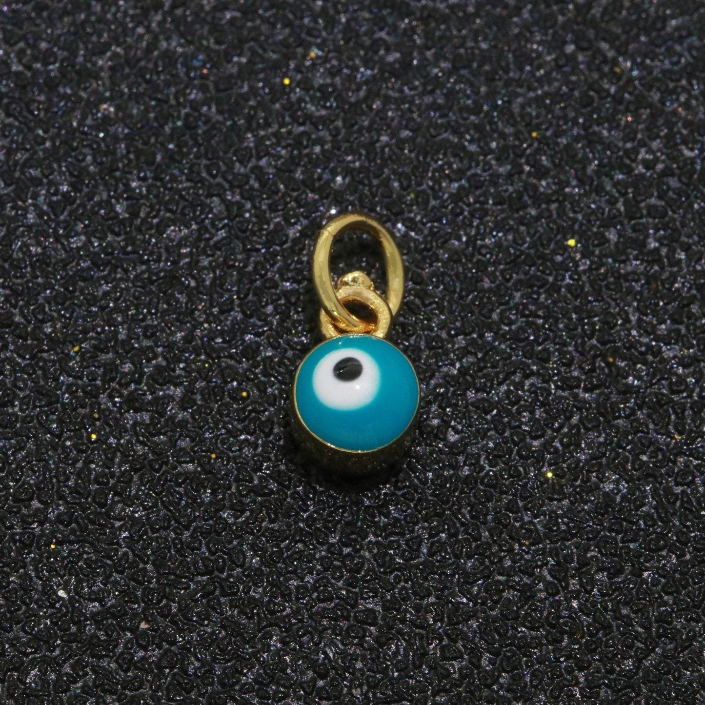 Dainty gold mini enamel evil eyes charm, tiny round evil eye charm, pendants for necklace bracelet earring add on charm,m-579