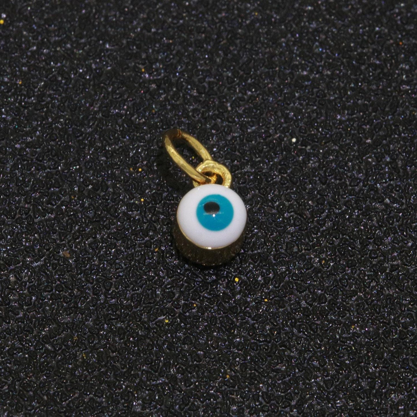 Dainty gold mini enamel evil eyes charm, tiny round evil eye charm, pendants for necklace bracelet earring add on charm,m-579