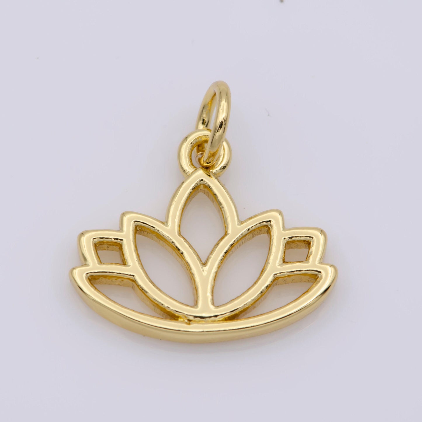Lotus flower 24k gold charm, purity mini pendant, yoga/ zen/ meditation symbol jewelry bracelet earring necklace m-540