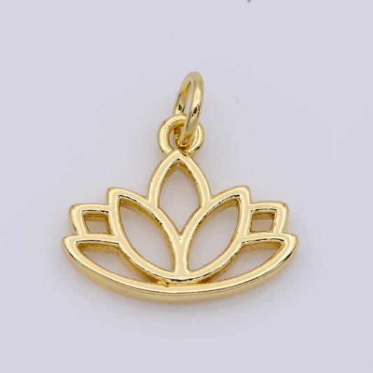 Lotus flower 24k gold charm, purity mini pendant, yoga/ zen/ meditation symbol jewelry bracelet earring necklace m-540