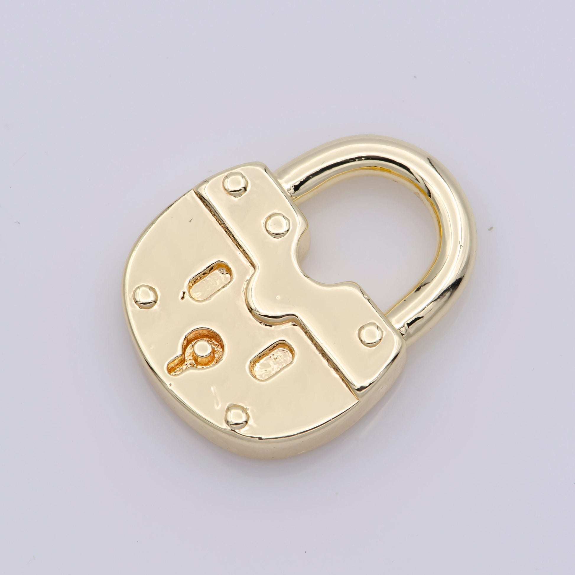 Tiny small dainty gold lock charm for necklace bracelet earring component m539