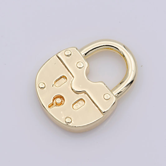 Tiny small dainty gold lock charm for necklace bracelet earring component m539