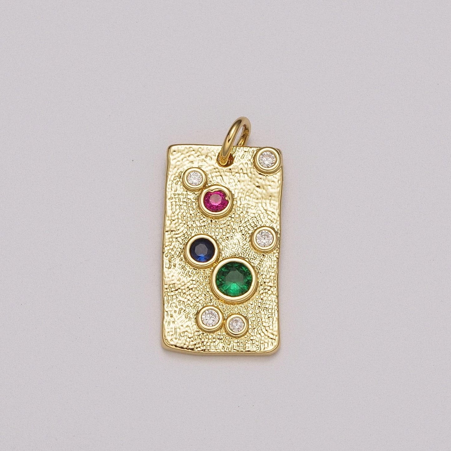 Gold charm, rainbow bubble charm, bubble pendant, bubble tag charm, tiny bubble rectangle charm 14k gold filled charm