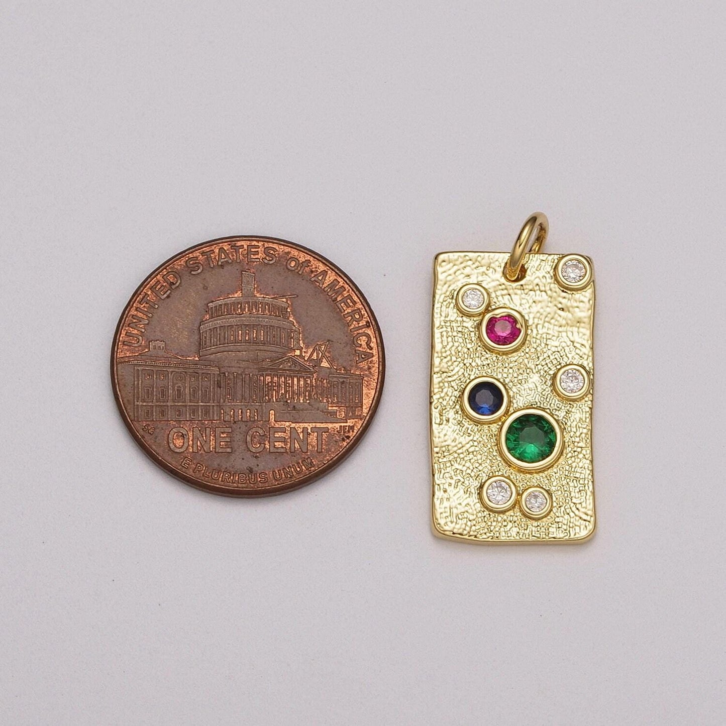 Gold charm, rainbow bubble charm, bubble pendant, bubble tag charm, tiny bubble rectangle charm 14k gold filled charm