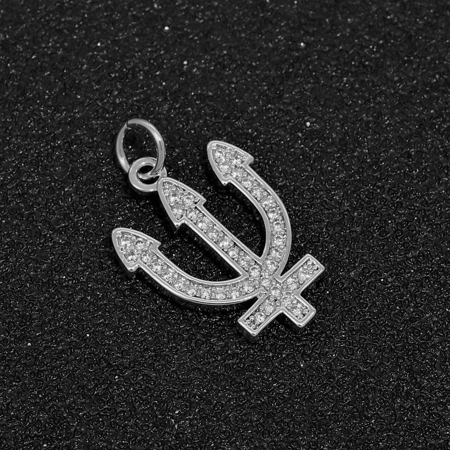 Gold filled neptune's trident pendants greek trident pendants large devil's pitchfork charms beach pendants jewelry supplies