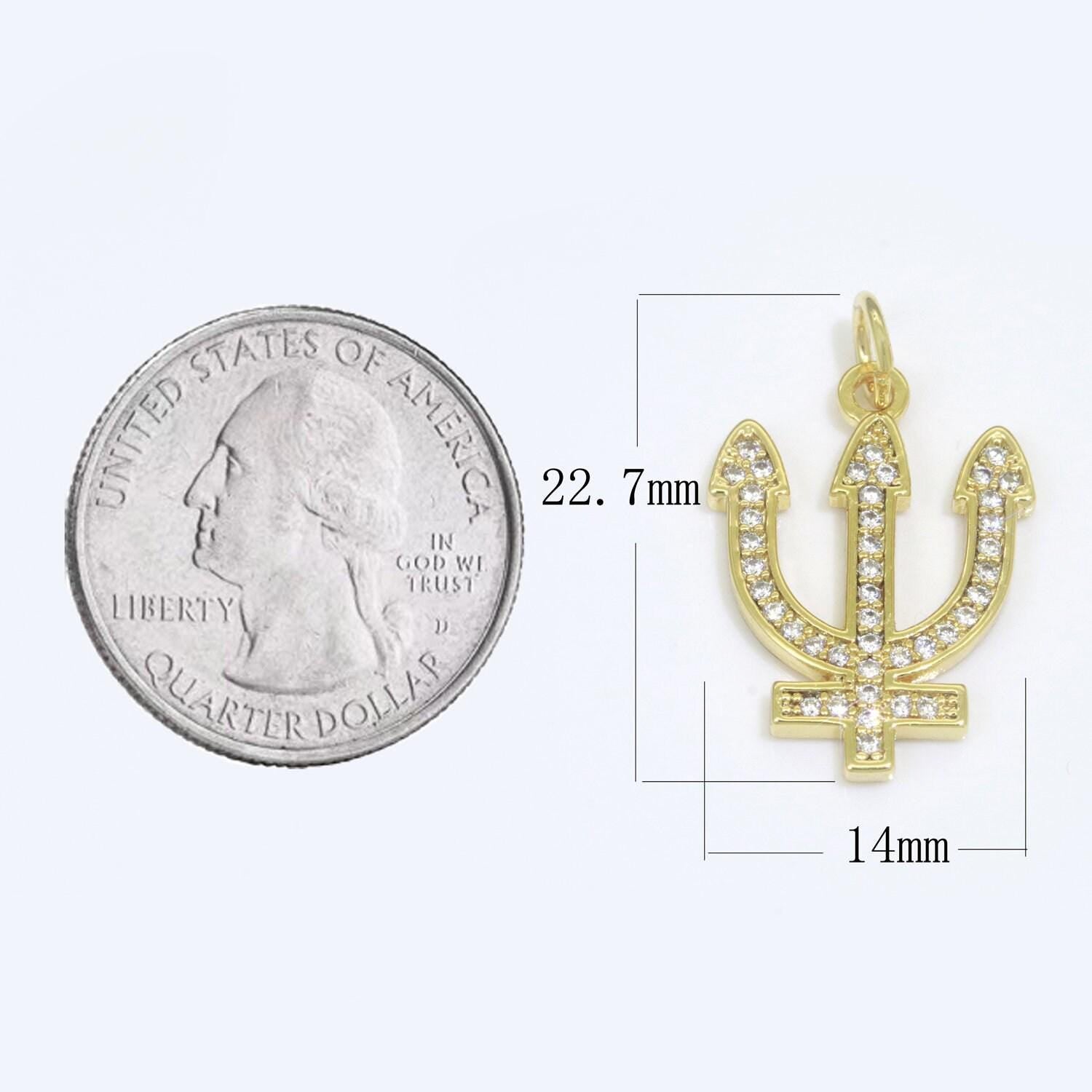 Gold filled neptune's trident pendants greek trident pendants large devil's pitchfork charms beach pendants jewelry supplies