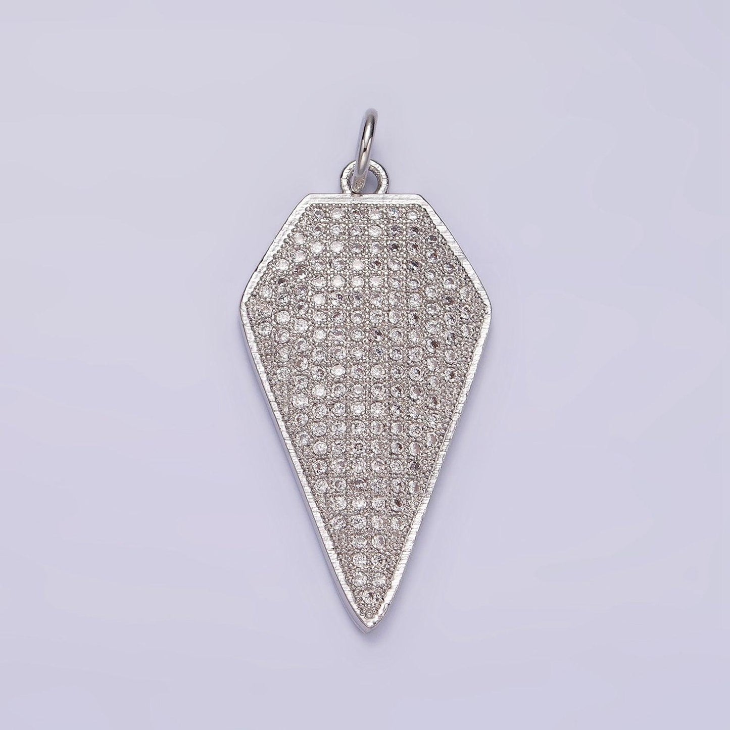 14k gold filled micro paved cz diamond shield charm in silver, gold & black | n1129 - n1131