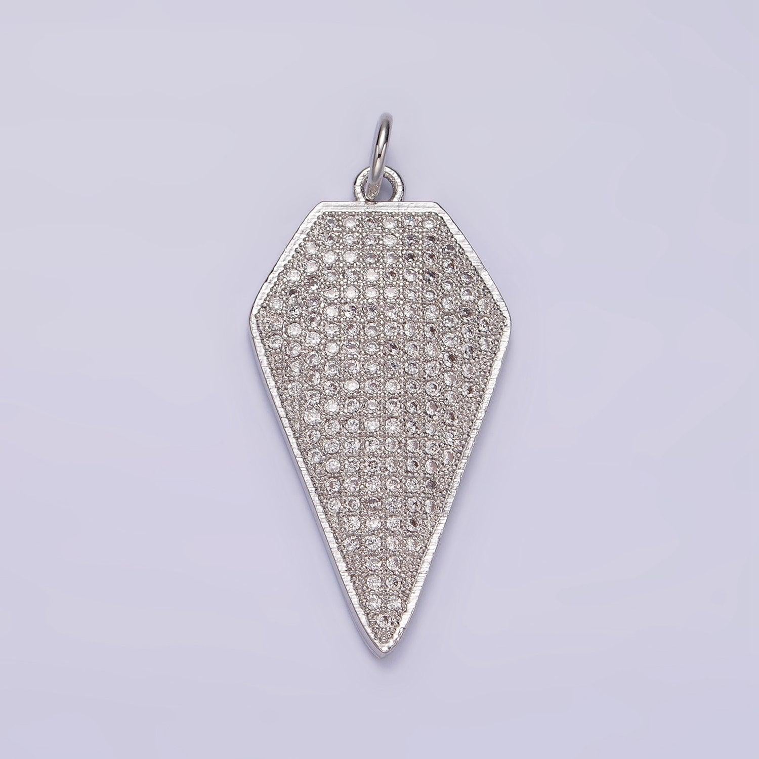 14k gold filled micro paved cz diamond shield charm in silver, gold & black | n1129 - n1131