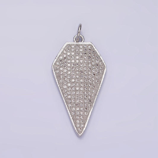 14k gold filled micro paved cz diamond shield charm in silver, gold & black | n1129 - n1131