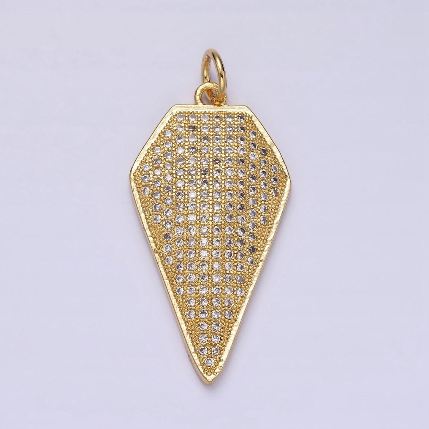 14k gold filled micro paved cz diamond shield charm in silver, gold & black | n1129 - n1131