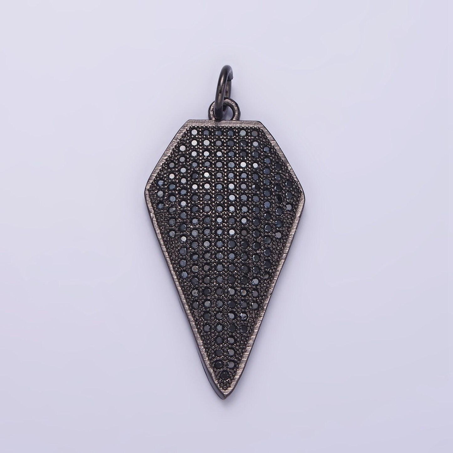 14k gold filled micro paved cz diamond shield charm in silver, gold & black | n1129 - n1131