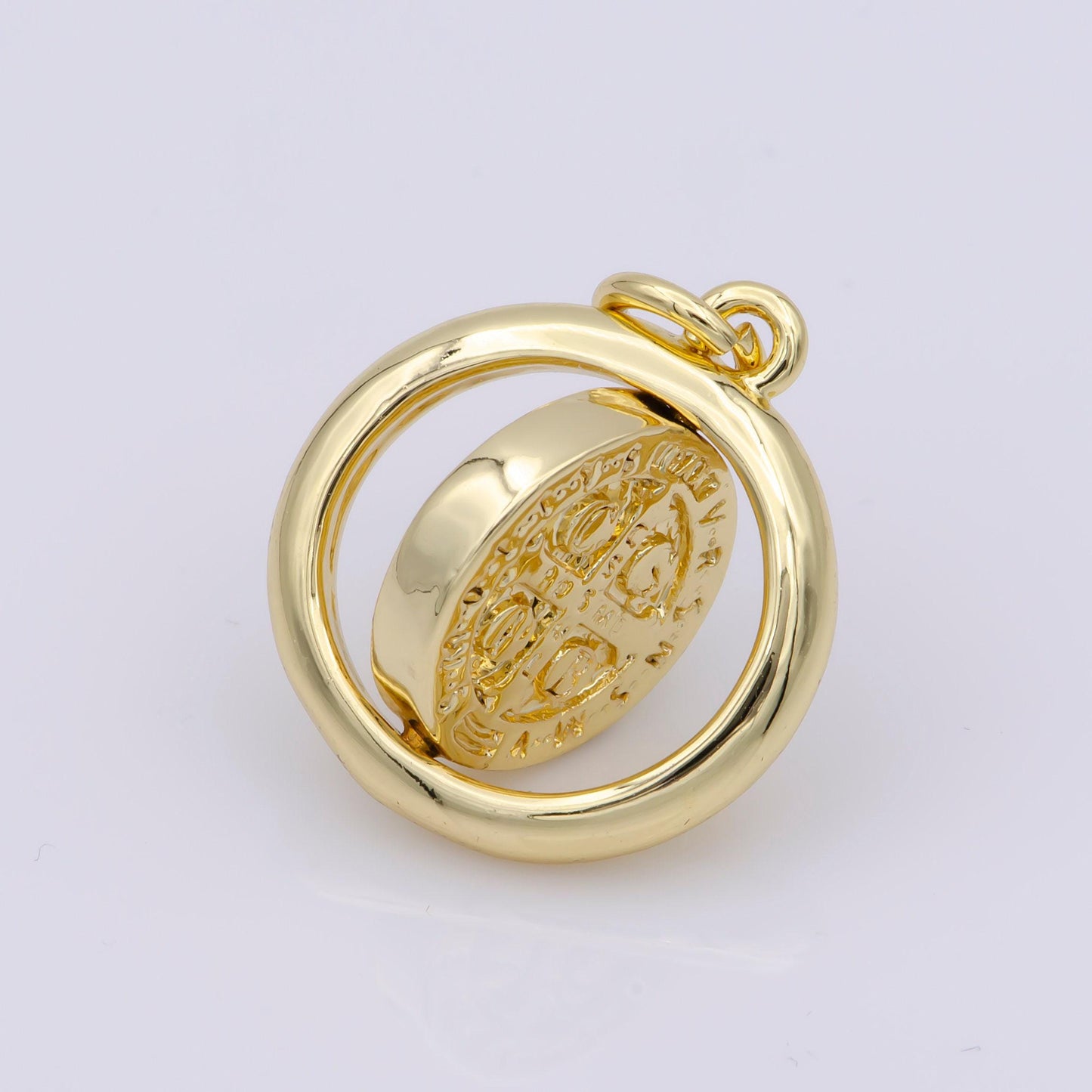 Double sided dainty gold filled saint benedict charm pray for you spinner pendant for religious jewelry making inspired m487