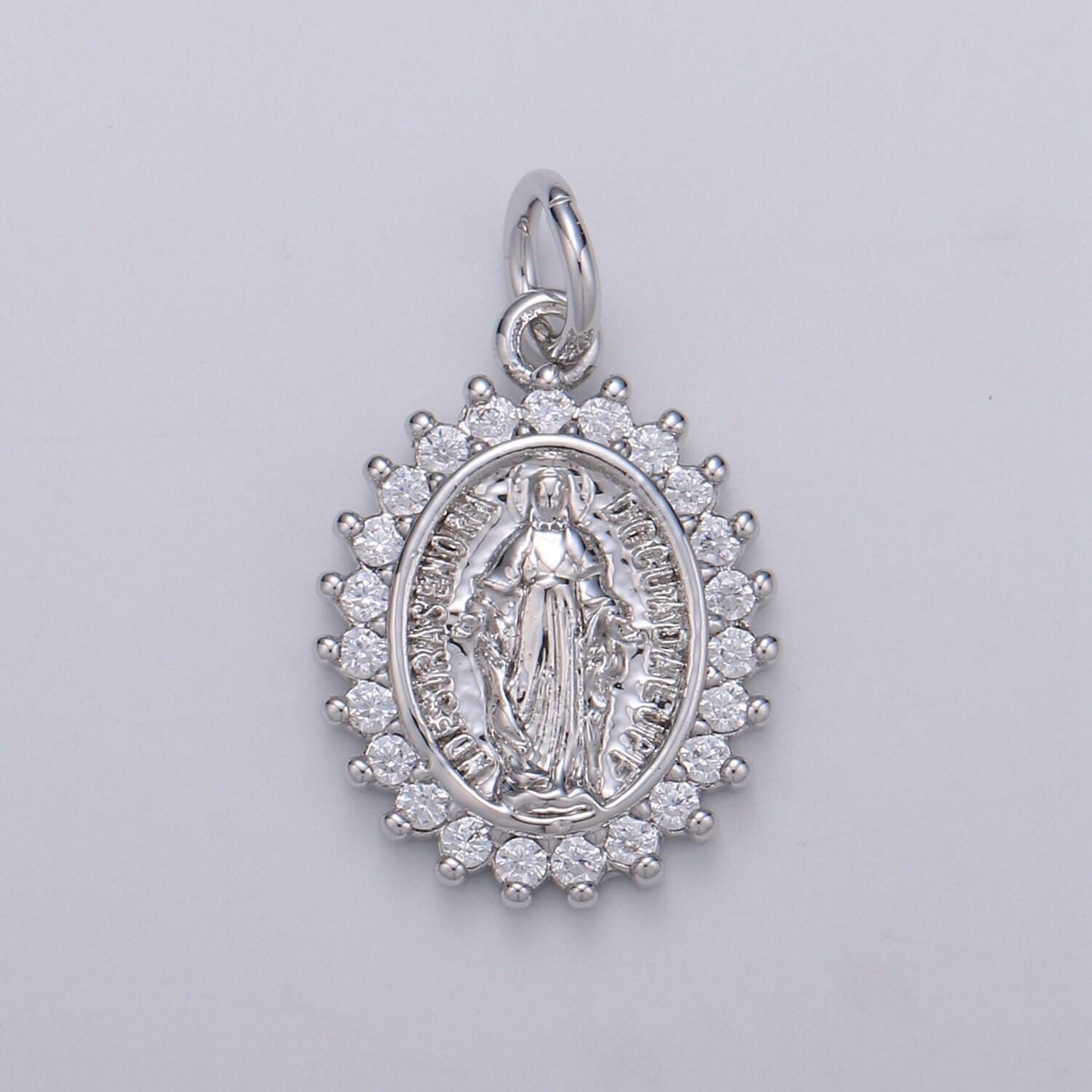 24k gold filled cz micro pave virgin mary charm cubic our lady of guadalupe, virgin mary necklace bracelet for religious jewelry supply e-49