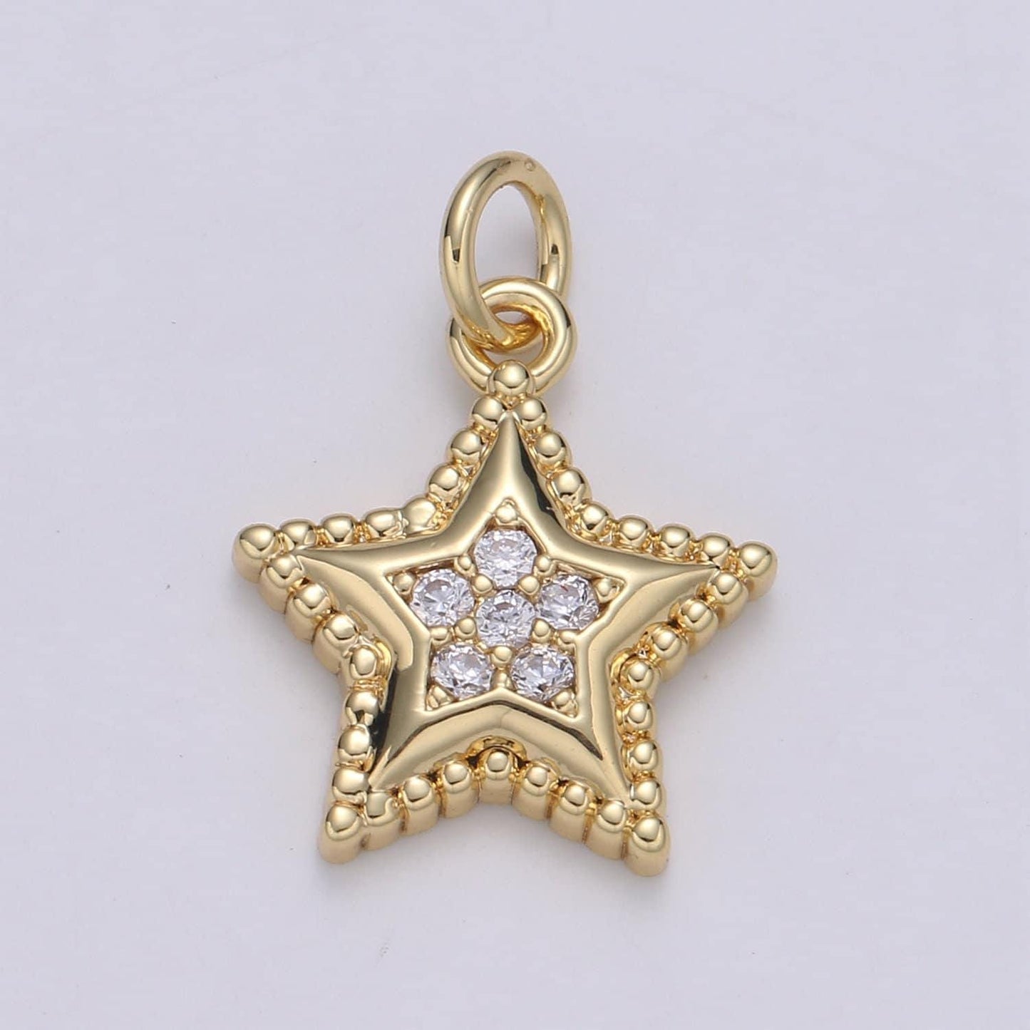 14k gold filled micro pave star charm, cubic star pendant charm for celestial diy jewelry making necklace bracelet earring supply