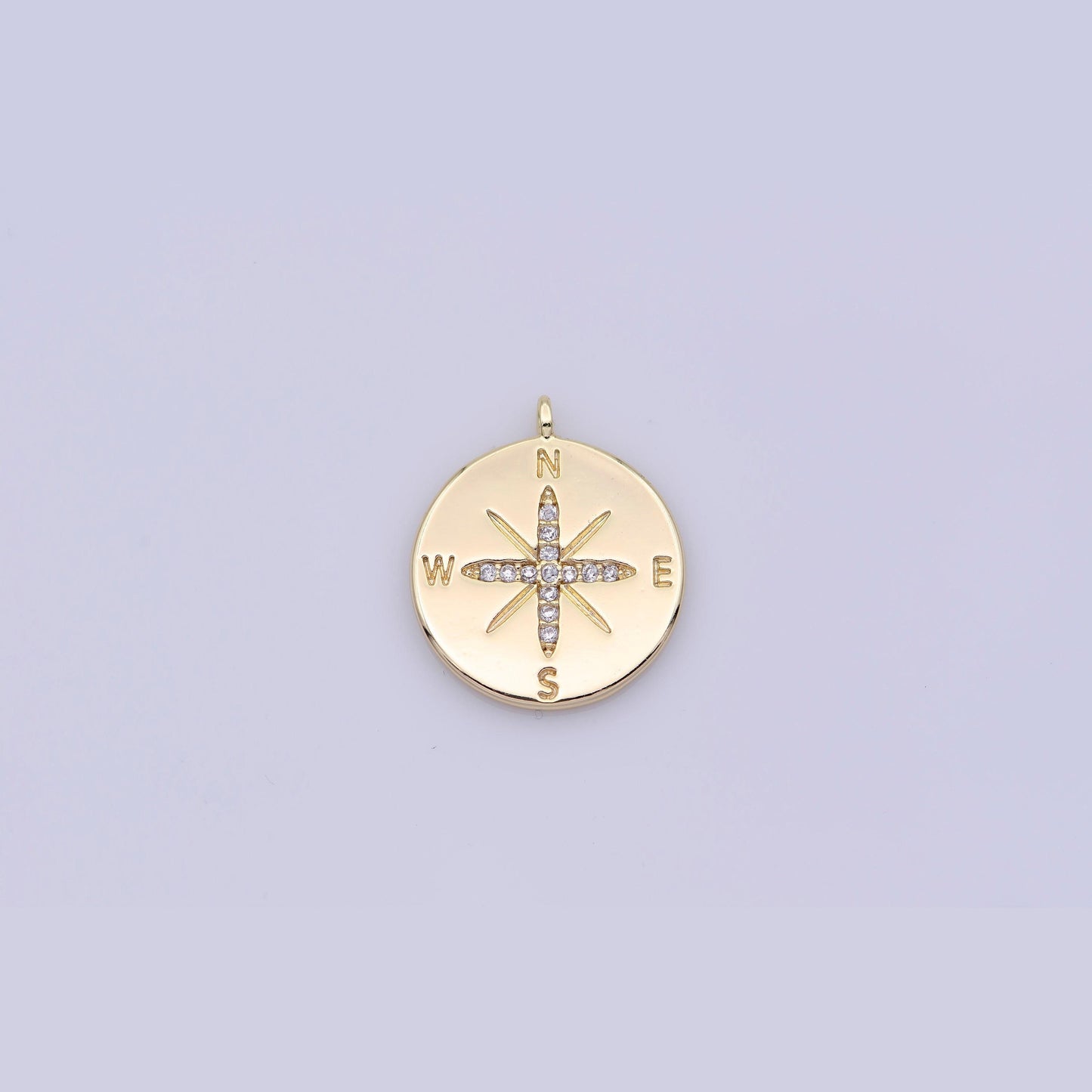 Dainty compass charm, small gold compass pendant, journey travel charm, coin compass pendant, tiny necklace charm, bracelet, nautical charm
