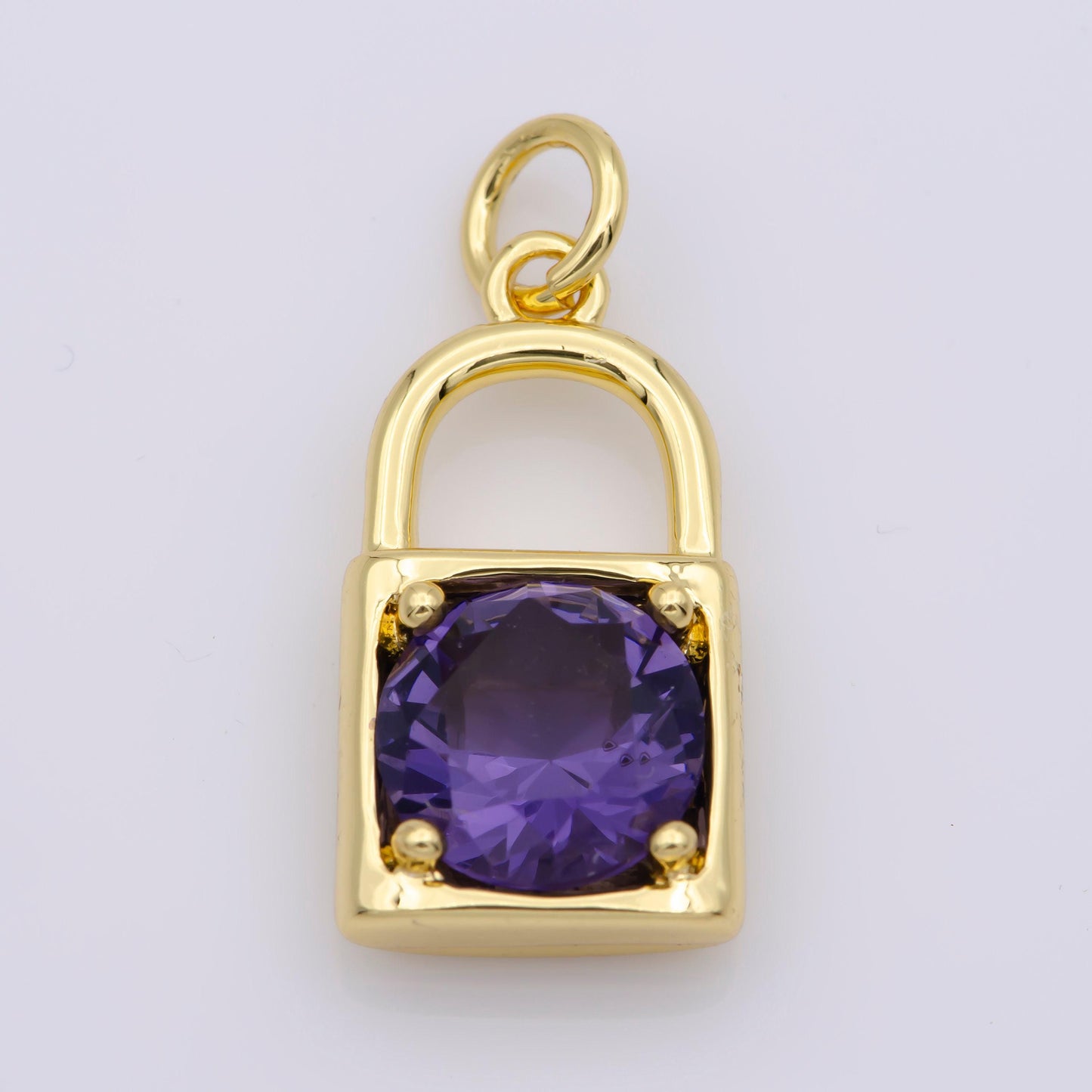 24k gold filled dainty padlock charm colorful cz lock charm for necklace bracelet jewelry making black white reed purple