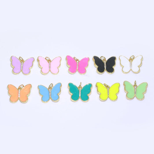 1x dainty butterfly charm, mini gold filled monarch charm for necklace, bracelet, earring charm micro pave mariposa jewelry making