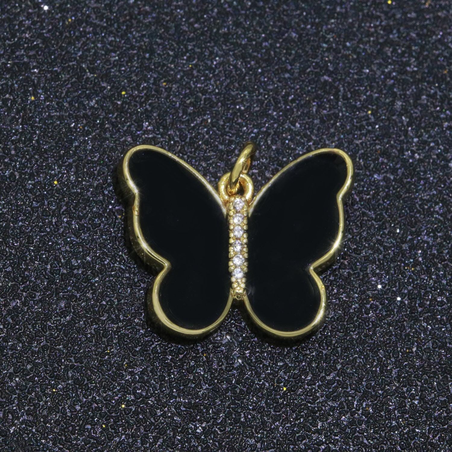 1x dainty butterfly charm, mini gold filled monarch charm for necklace, bracelet, earring charm micro pave mariposa jewelry making