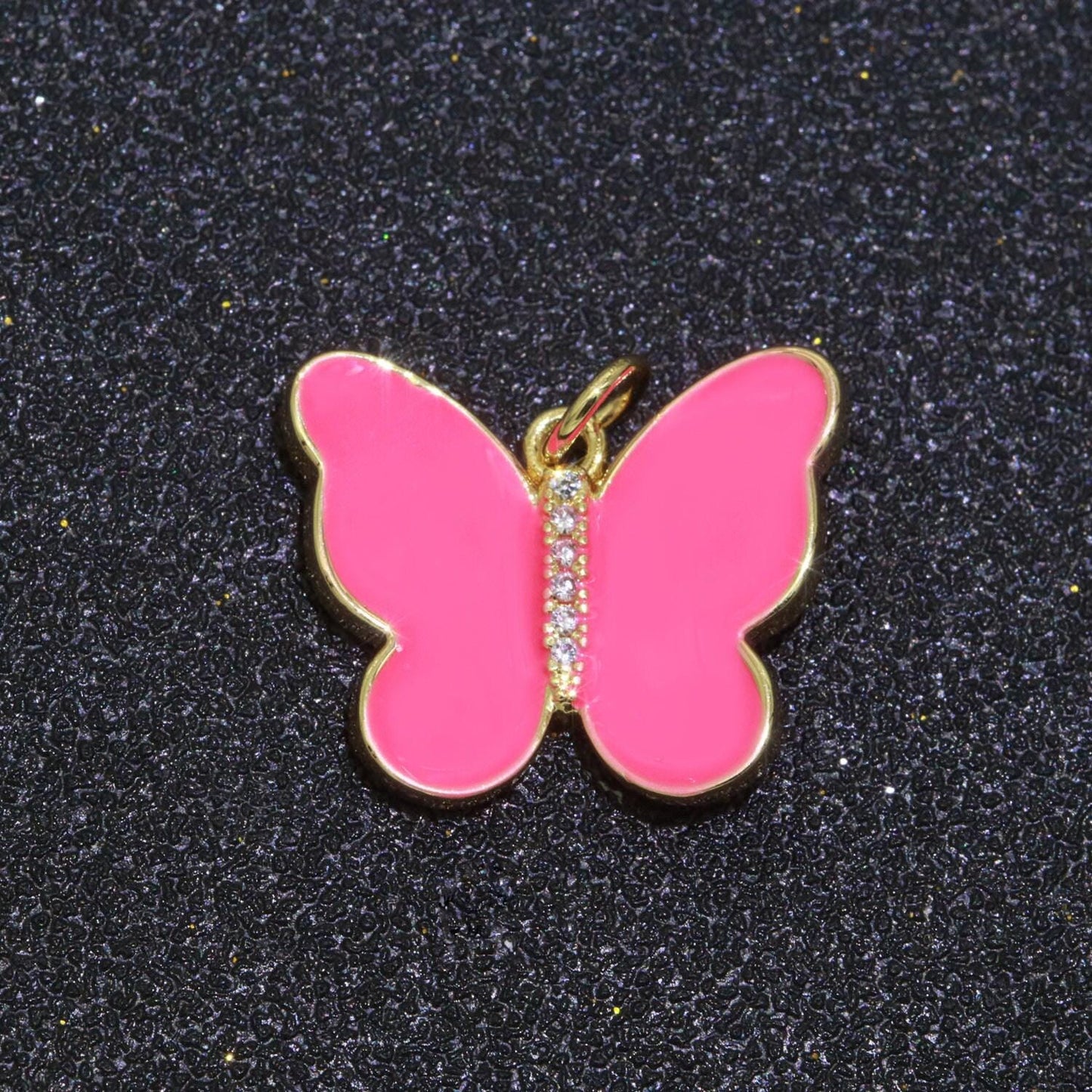 1x dainty butterfly charm, mini gold filled monarch charm for necklace, bracelet, earring charm micro pave mariposa jewelry making