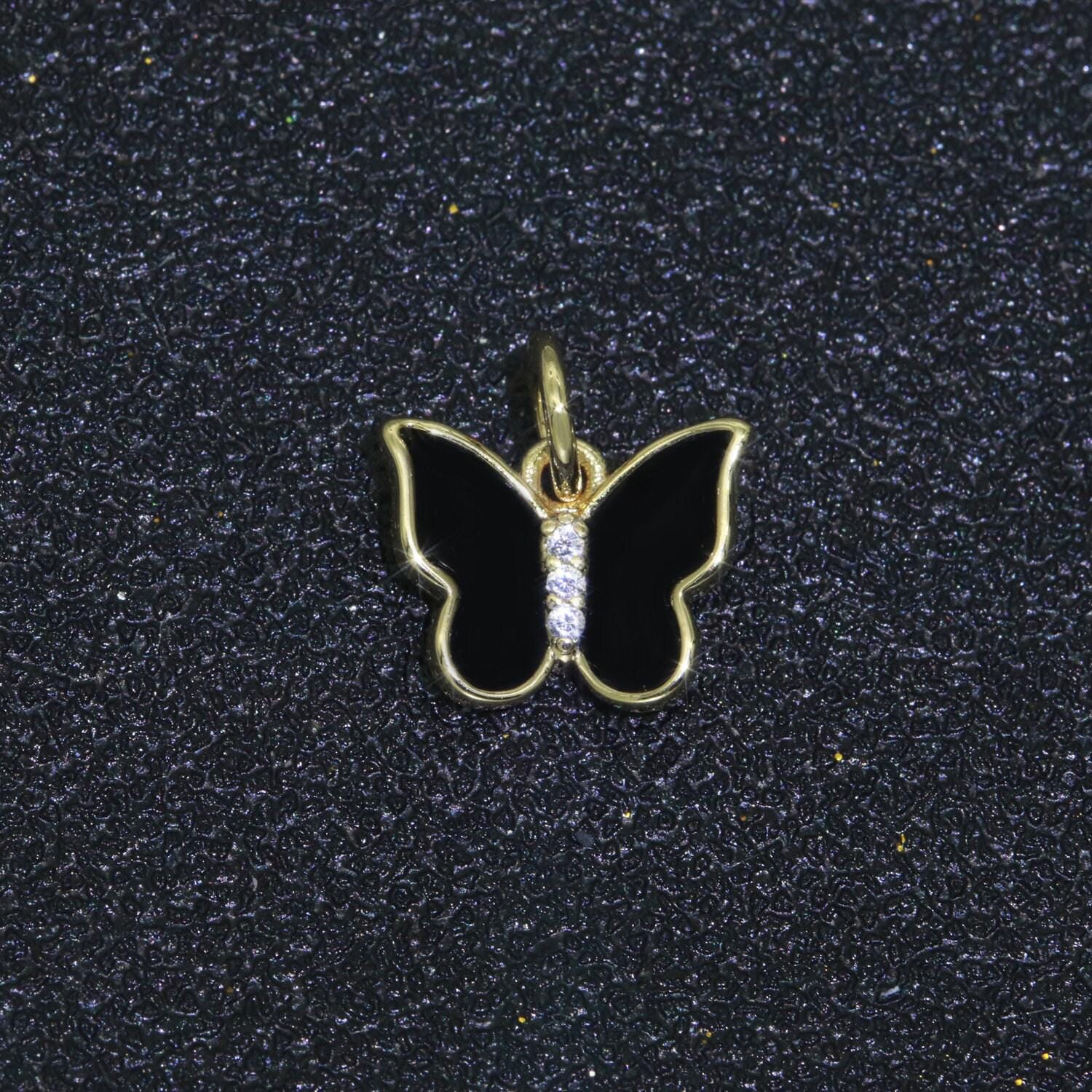 1pc enamel color butterfly charm, dainty gold monarch charm for necklace, bracelet, earring charm mariposa jewelry making