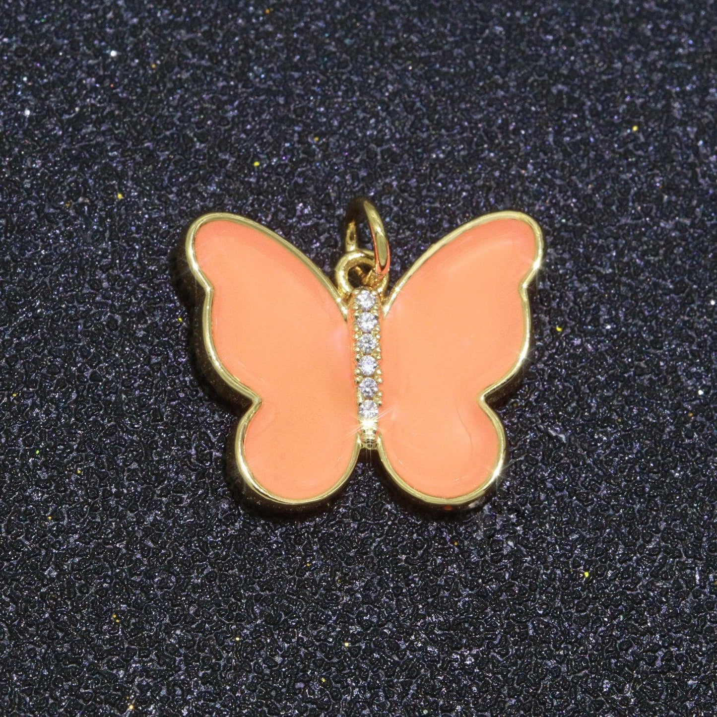 1x dainty butterfly charm, mini gold filled monarch charm for necklace, bracelet, earring charm micro pave mariposa jewelry making