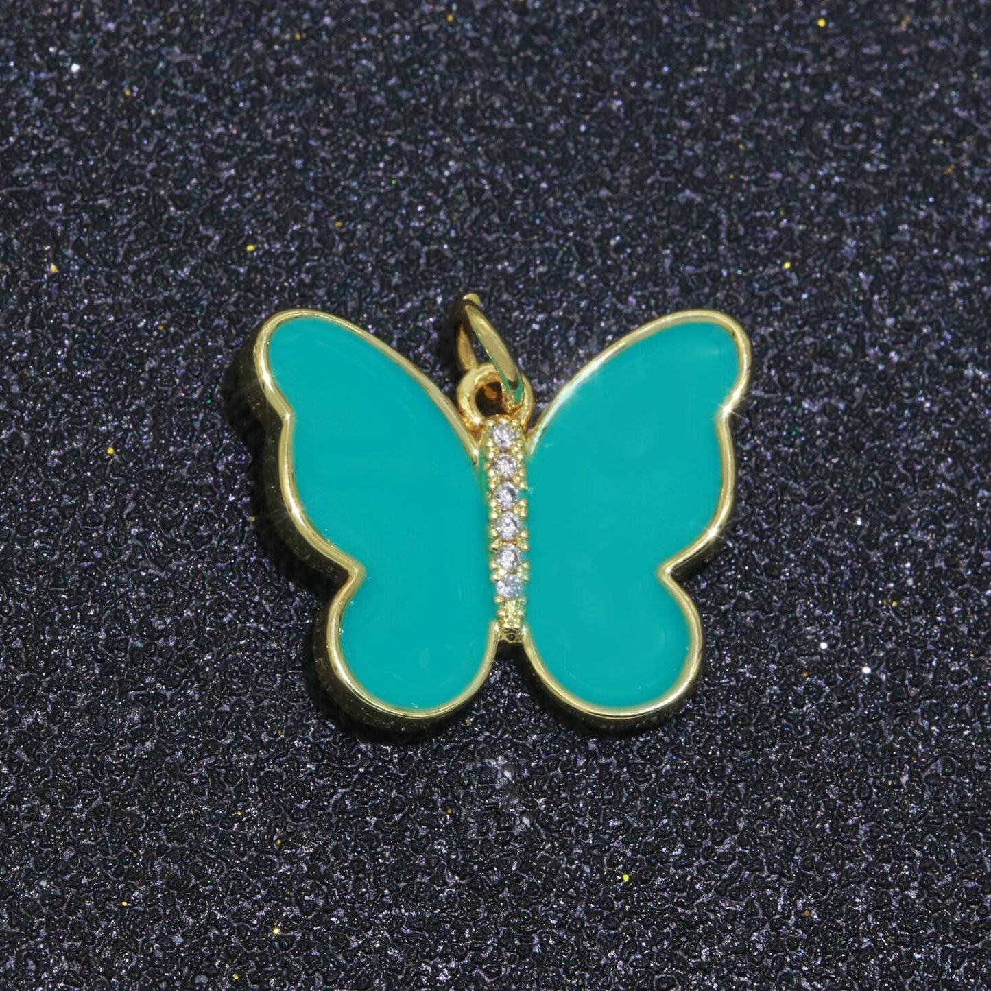 1x dainty butterfly charm, mini gold filled monarch charm for necklace, bracelet, earring charm micro pave mariposa jewelry making