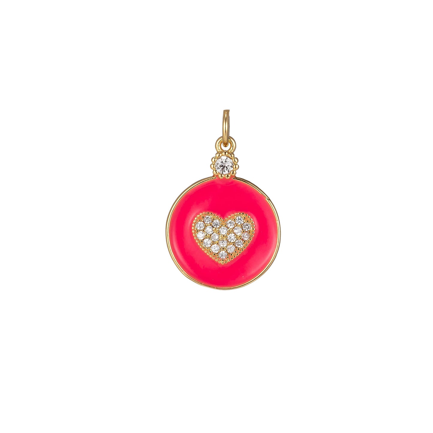 1x dainty color heart enamel charm- 18k gold filled micro pave heart charm cz love friendship jewelry making for bracelet earring necklace