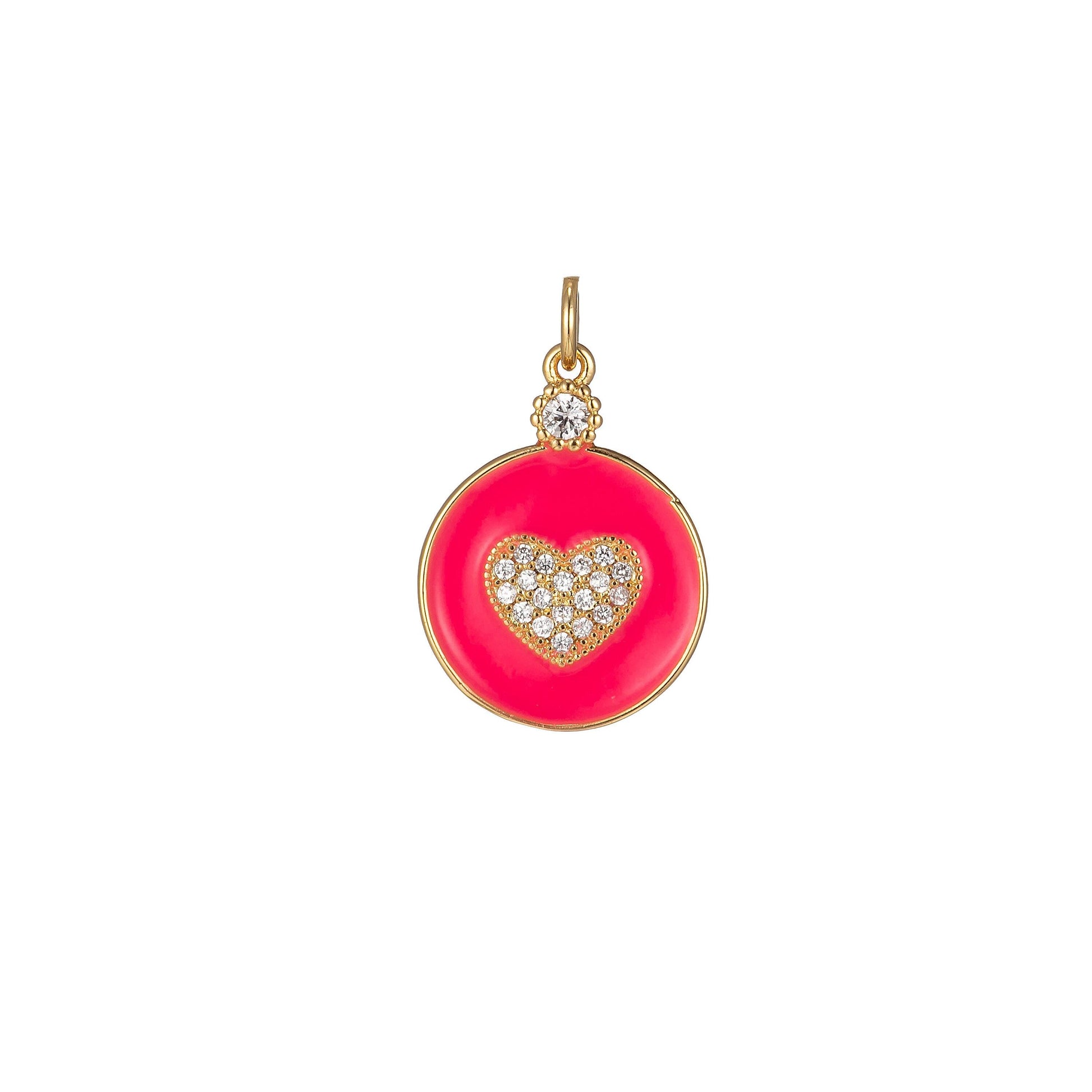 1x dainty color heart enamel charm- 18k gold filled micro pave heart charm cz love friendship jewelry making for bracelet earring necklace