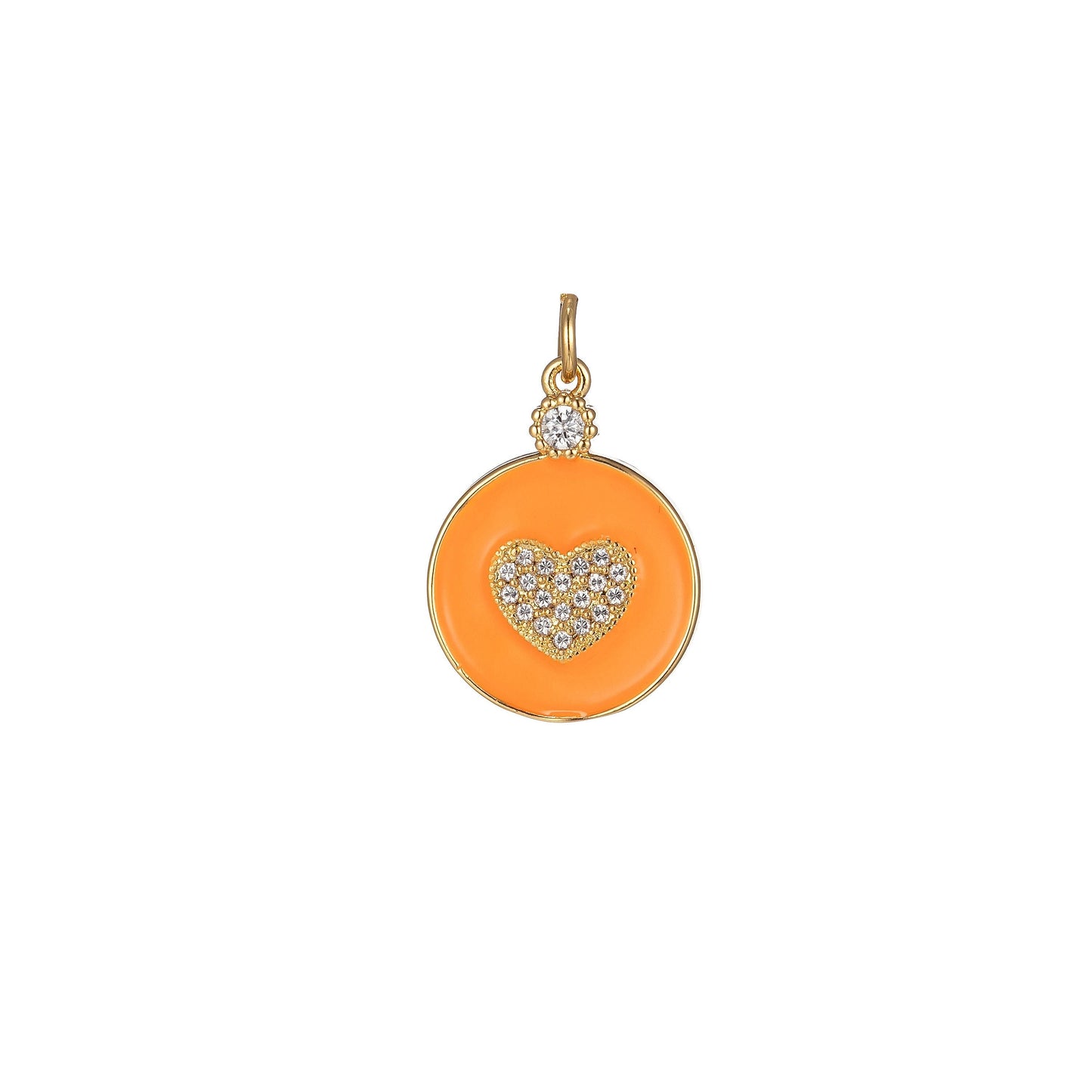 1x dainty color heart enamel charm- 18k gold filled micro pave heart charm cz love friendship jewelry making for bracelet earring necklace