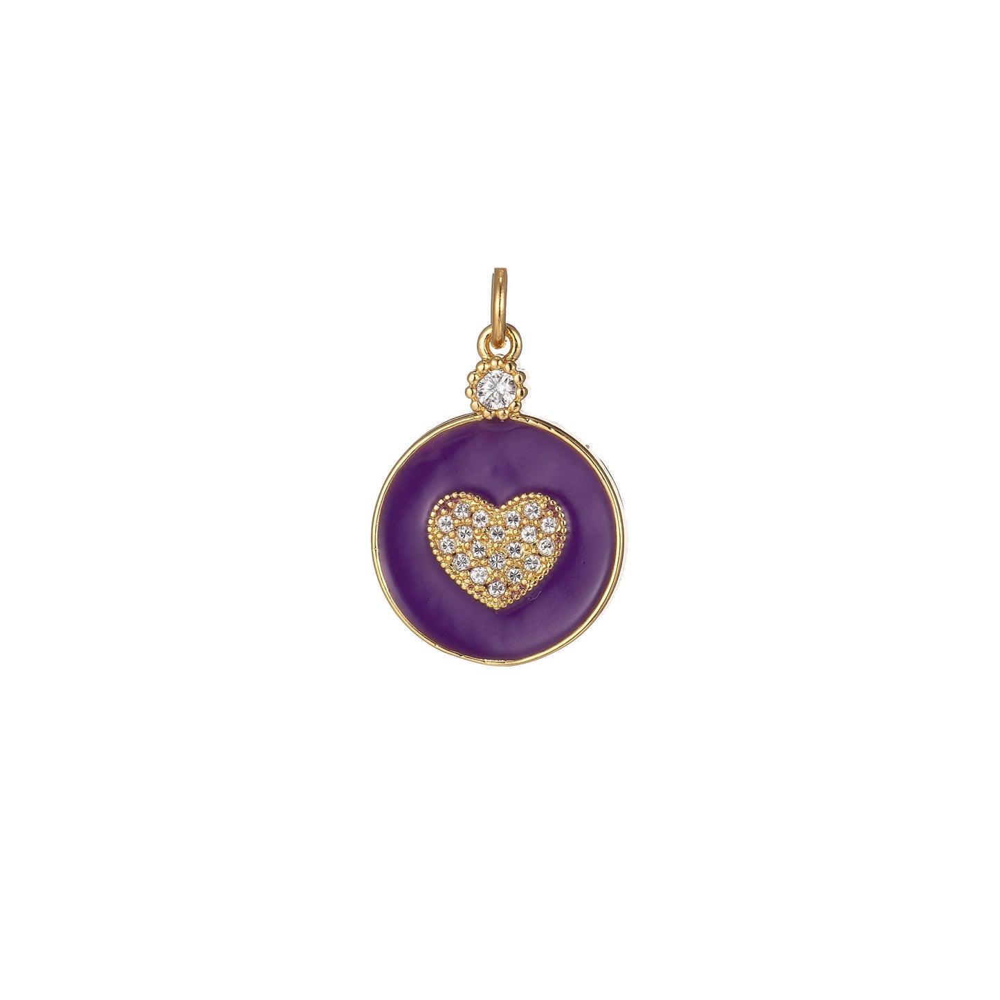 1x dainty color heart enamel charm- 18k gold filled micro pave heart charm cz love friendship jewelry making for bracelet earring necklace