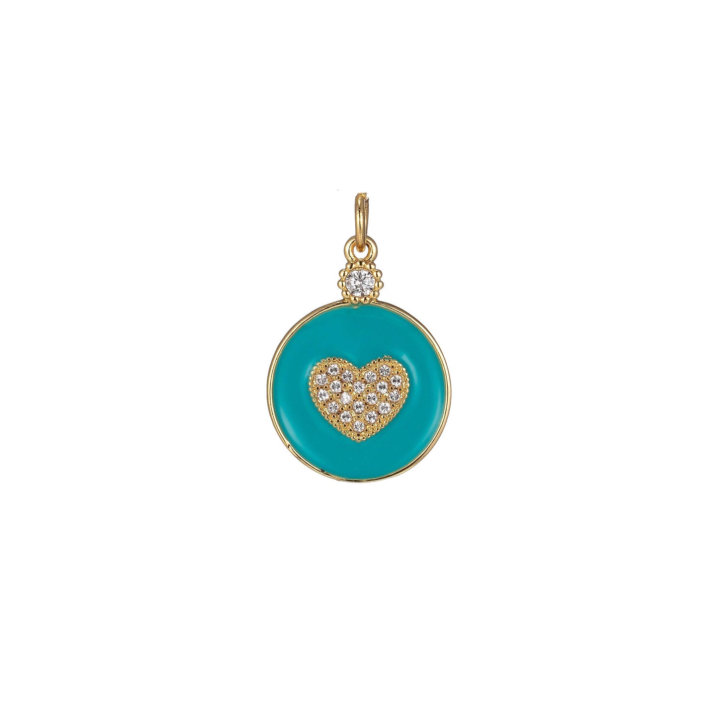 1x dainty color heart enamel charm- 18k gold filled micro pave heart charm cz love friendship jewelry making for bracelet earring necklace