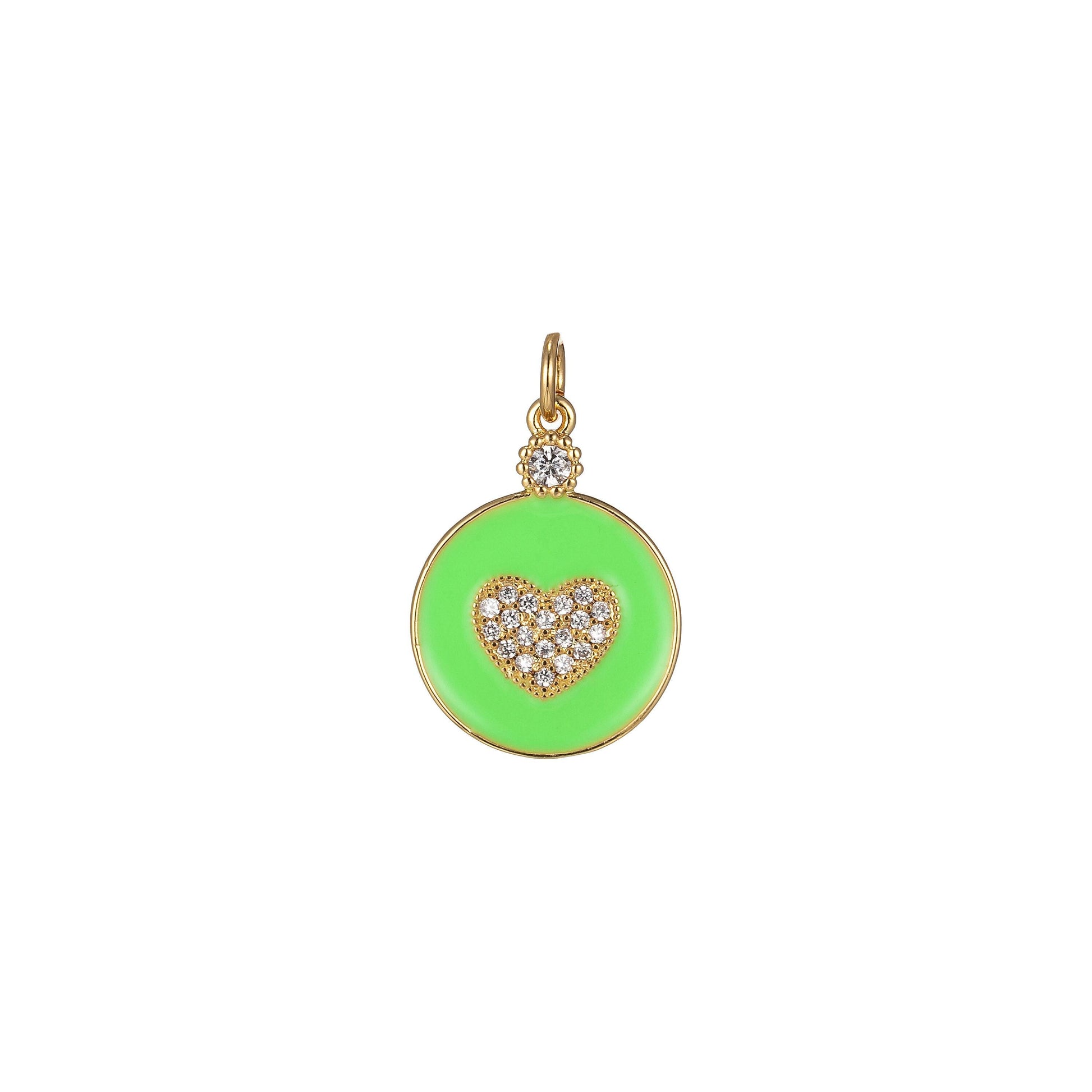 1x dainty color heart enamel charm- 18k gold filled micro pave heart charm cz love friendship jewelry making for bracelet earring necklace
