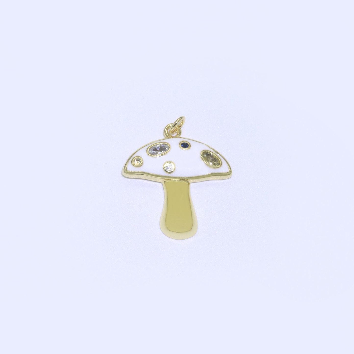 Mini gold filled mushroom charms, enamel magic mushroom pendant for necklace fantasy celestial jewelry for statement necklace m-410