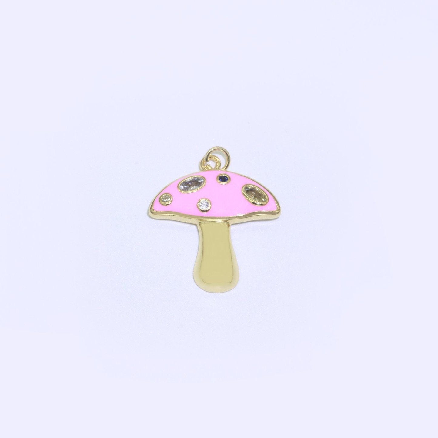 Mini gold filled mushroom charms, enamel magic mushroom pendant for necklace fantasy celestial jewelry for statement necklace m-410