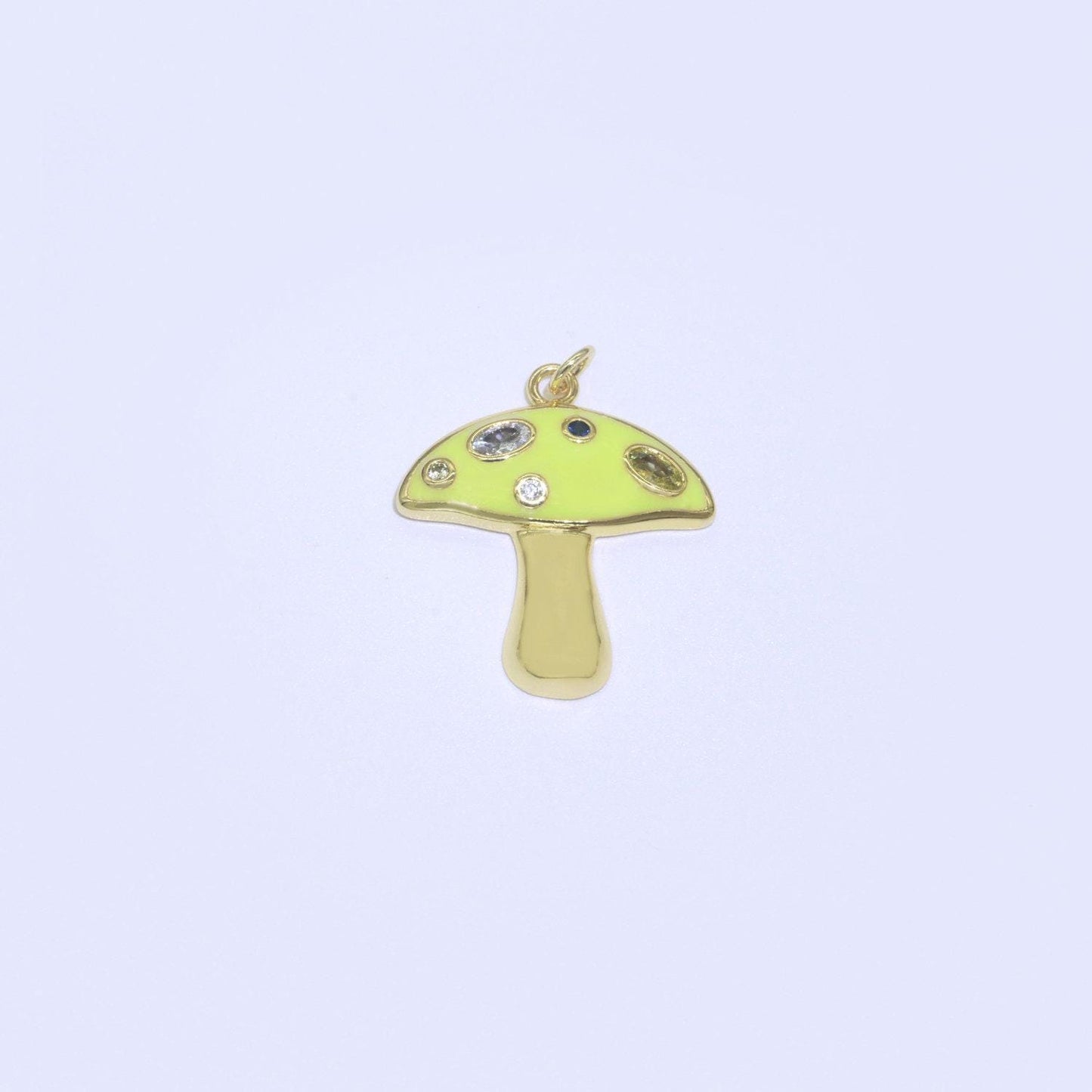 Mini gold filled mushroom charms, enamel magic mushroom pendant for necklace fantasy celestial jewelry for statement necklace m-410