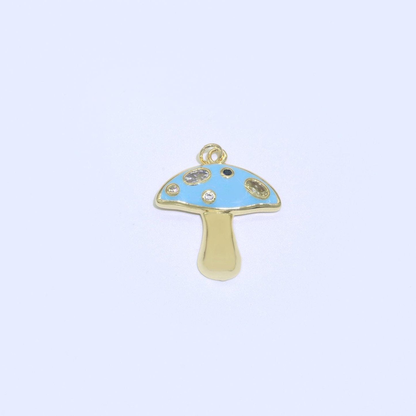 Mini gold filled mushroom charms, enamel magic mushroom pendant for necklace fantasy celestial jewelry for statement necklace m-410