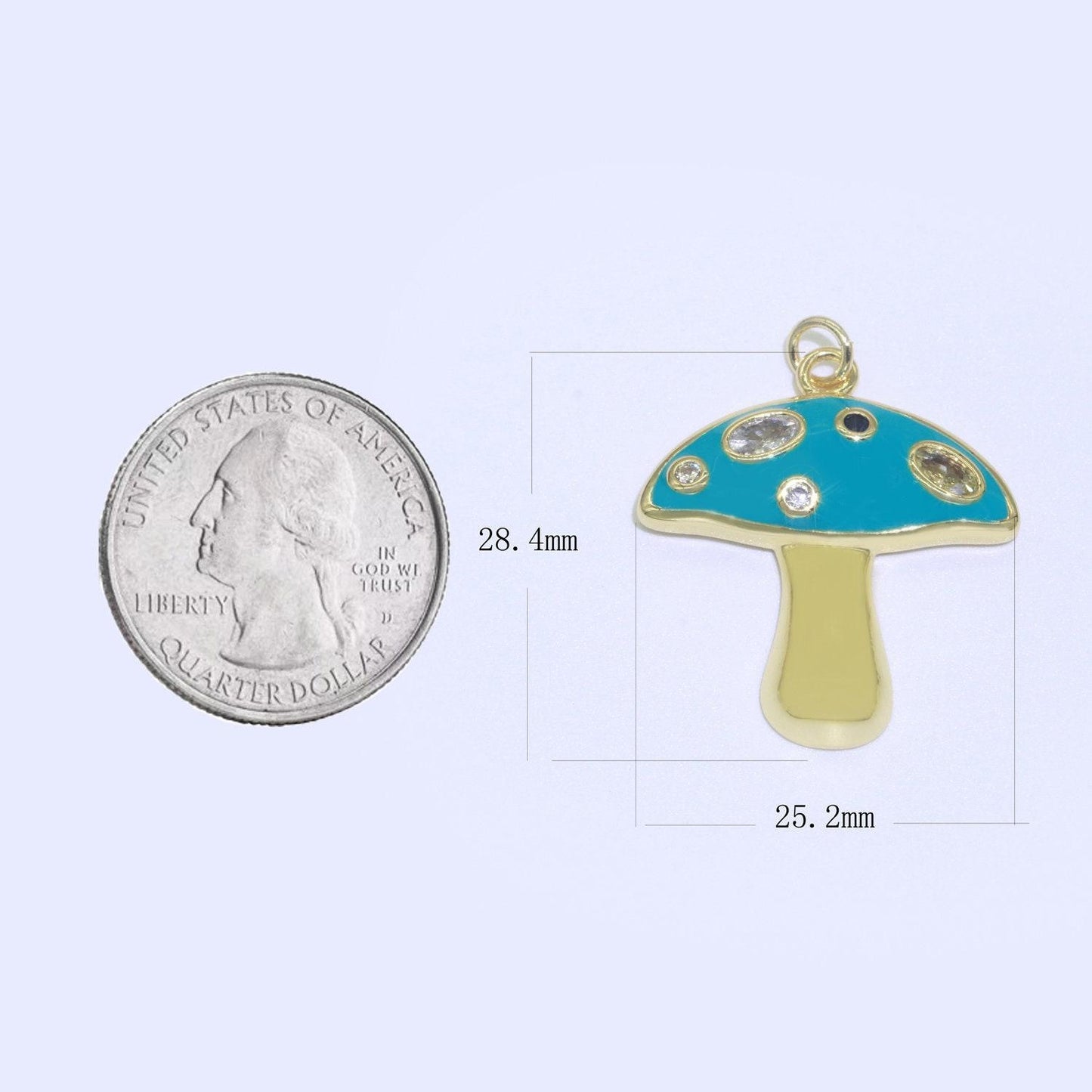Mini gold filled mushroom charms, enamel magic mushroom pendant for necklace fantasy celestial jewelry for statement necklace m-410