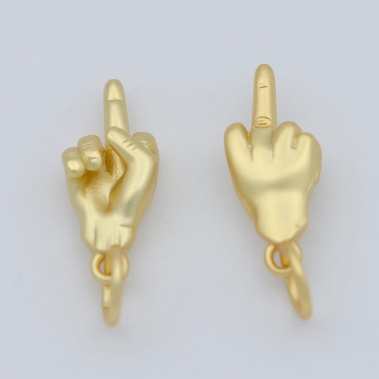 1x dainty middle finger charm gold hand gesture charm fuck pendant charm for bracelet necklace earring supply component