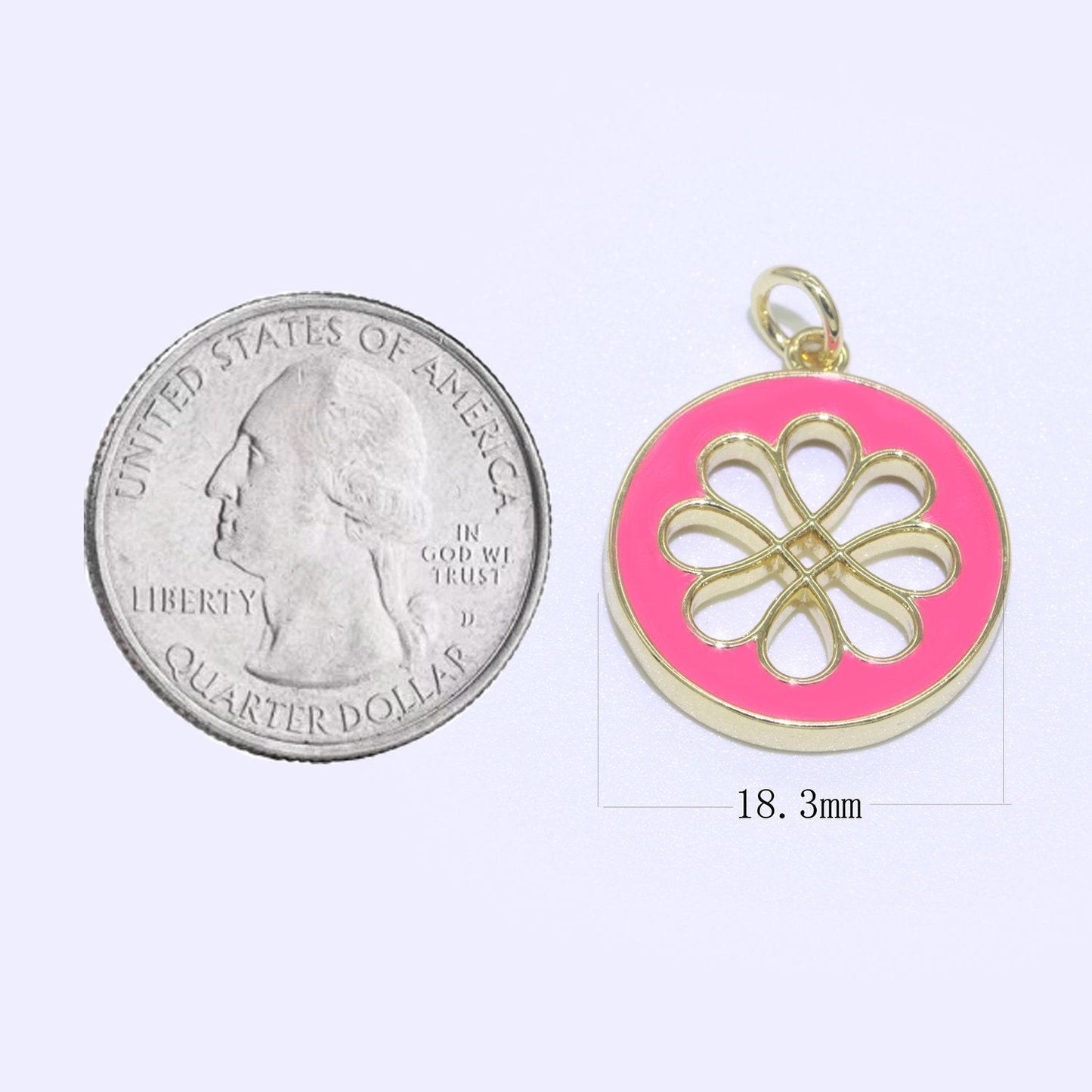1pc enamel daisy charm 24k gold filled hollow round charm gold floral charms, dainty flower pink, teal, white, yellow green pendant, ch-2315