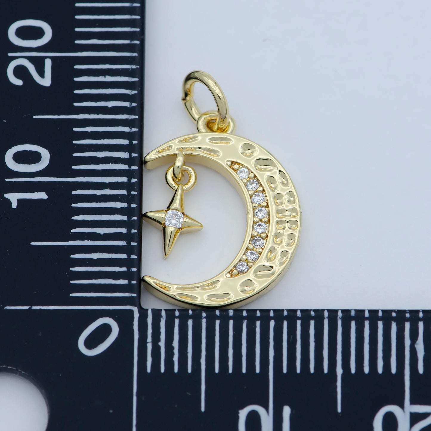 Mini celestial cz cubic zirconia crescent moon star charm 14k gold filled charm pendant star moon jewelry for necklace earring supply, m-361