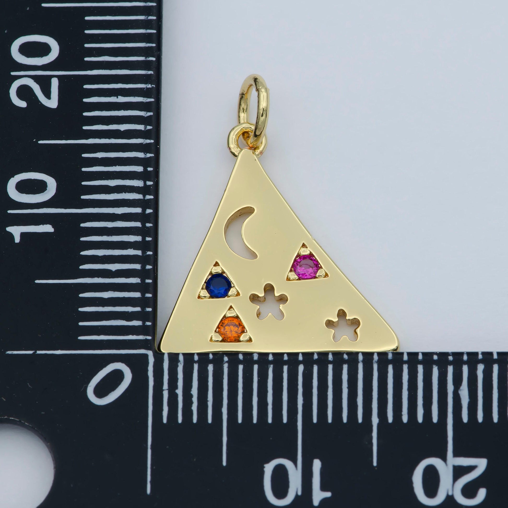 Multi color cz charm dainty triangle charm jewelry gold crescent moon galaxy space star charm jewelry making supply