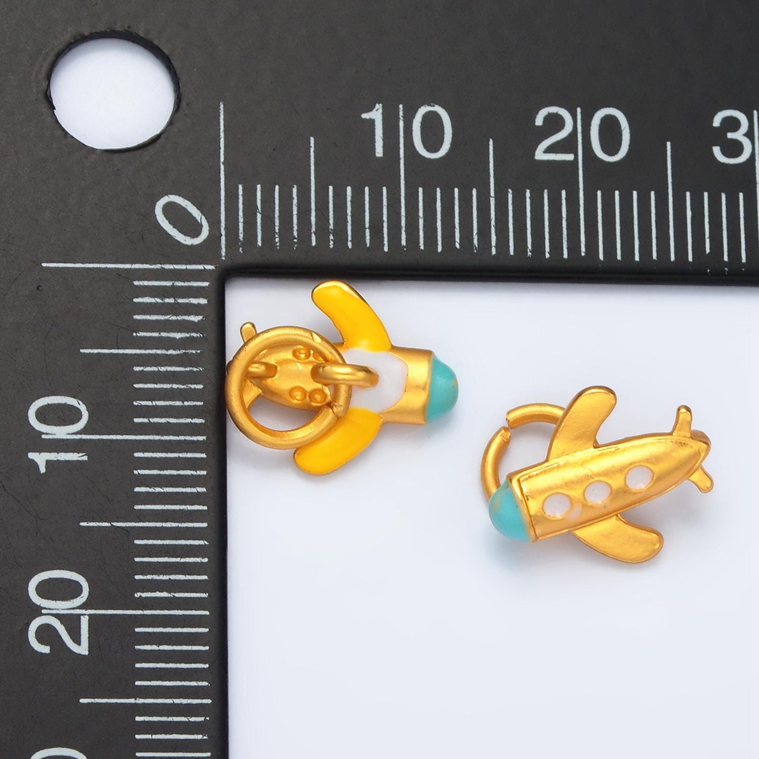 24k gold filled mini planes kids enamel charm | m-255