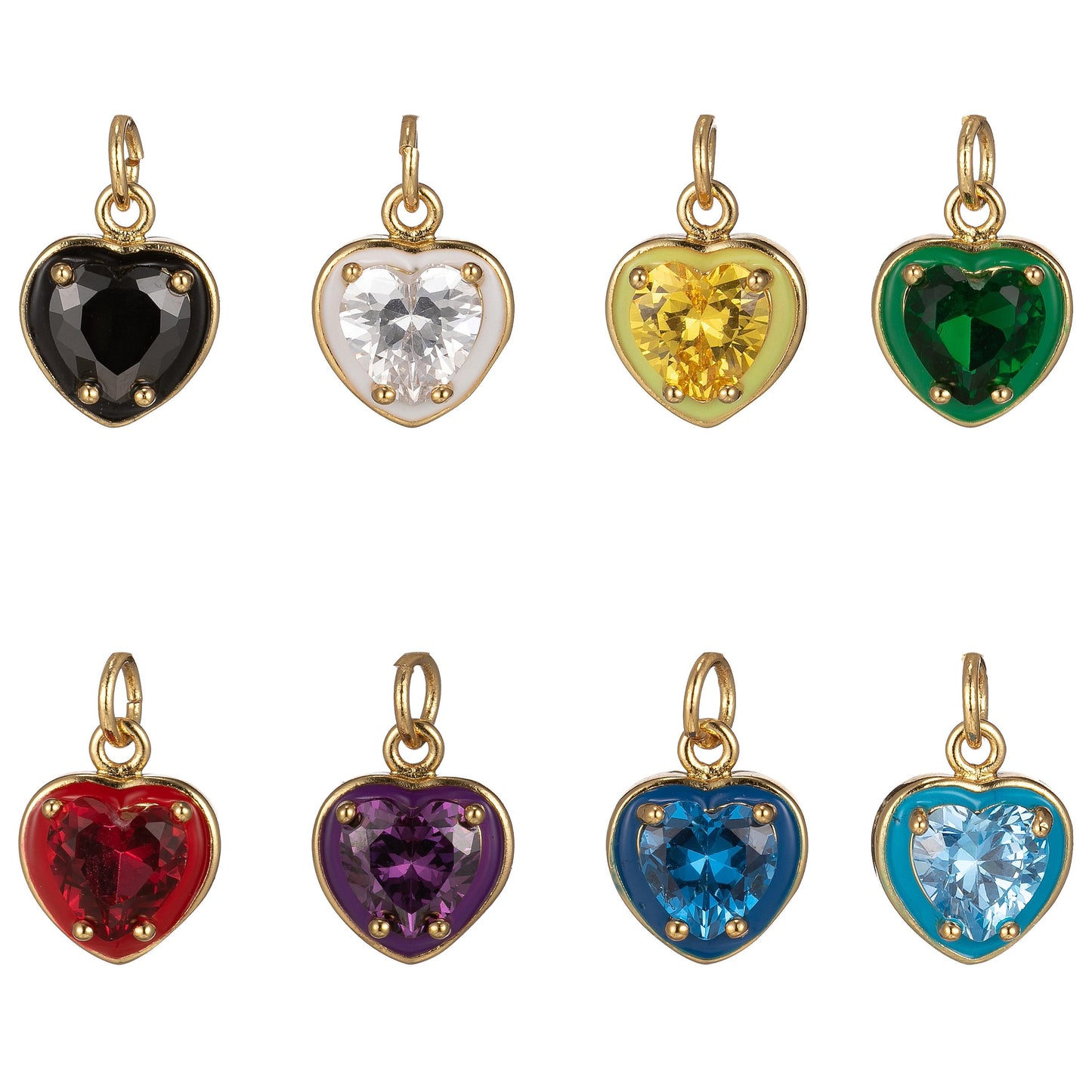 Mini gold heart cubic charms, enamel frame love charm, cz charm ,gold love lock charm relationship jewelry inspired, 2269