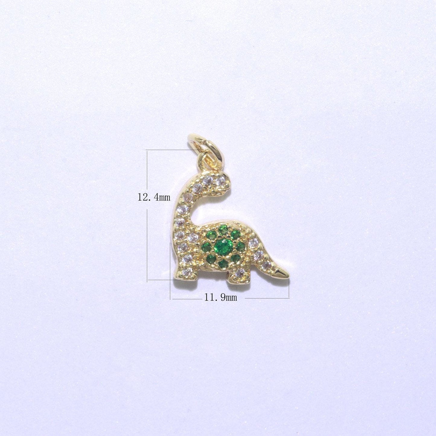 Tiny brontosaurus charm gold dinosaur pendant. jurassic animal extinct prehistoric charm. small jewelry. paleontologist