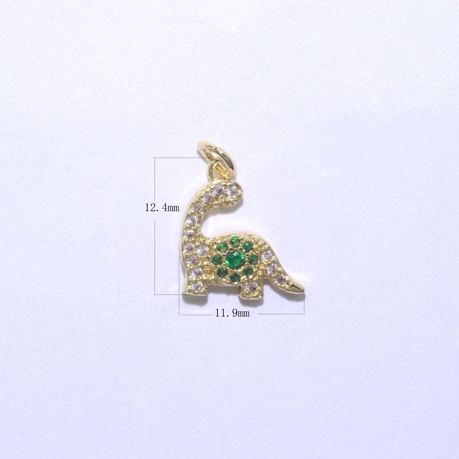 Tiny brontosaurus charm gold dinosaur pendant. jurassic animal extinct prehistoric charm. small jewelry. paleontologist